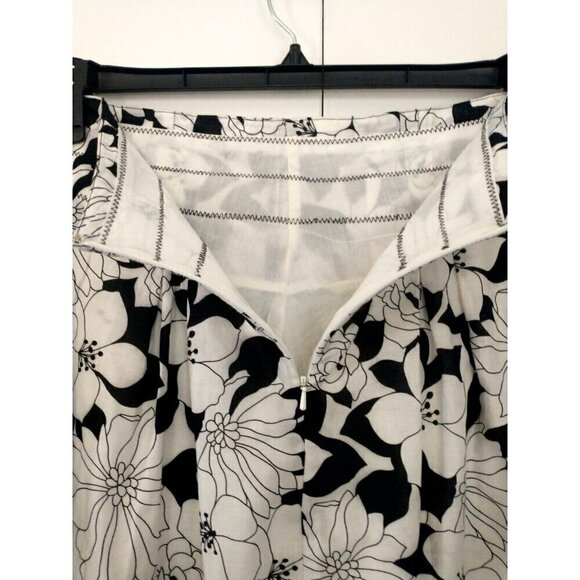G.H. Bass Lightweight Lined Cotton Skirt Boho Floral Black White - Size 14 - Picture 6 of 8